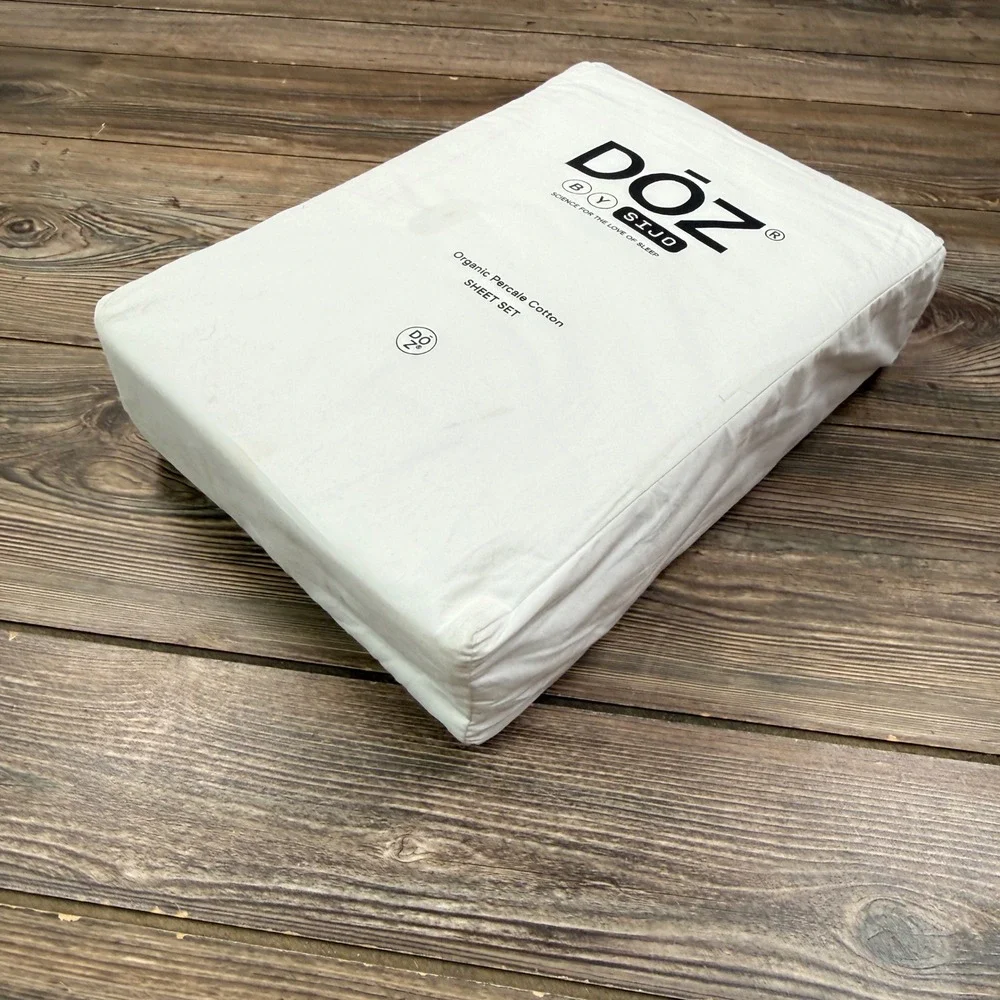 Doz by Sijo King 4 Piece Sheet Set Snow White Organic Percale Cotton New